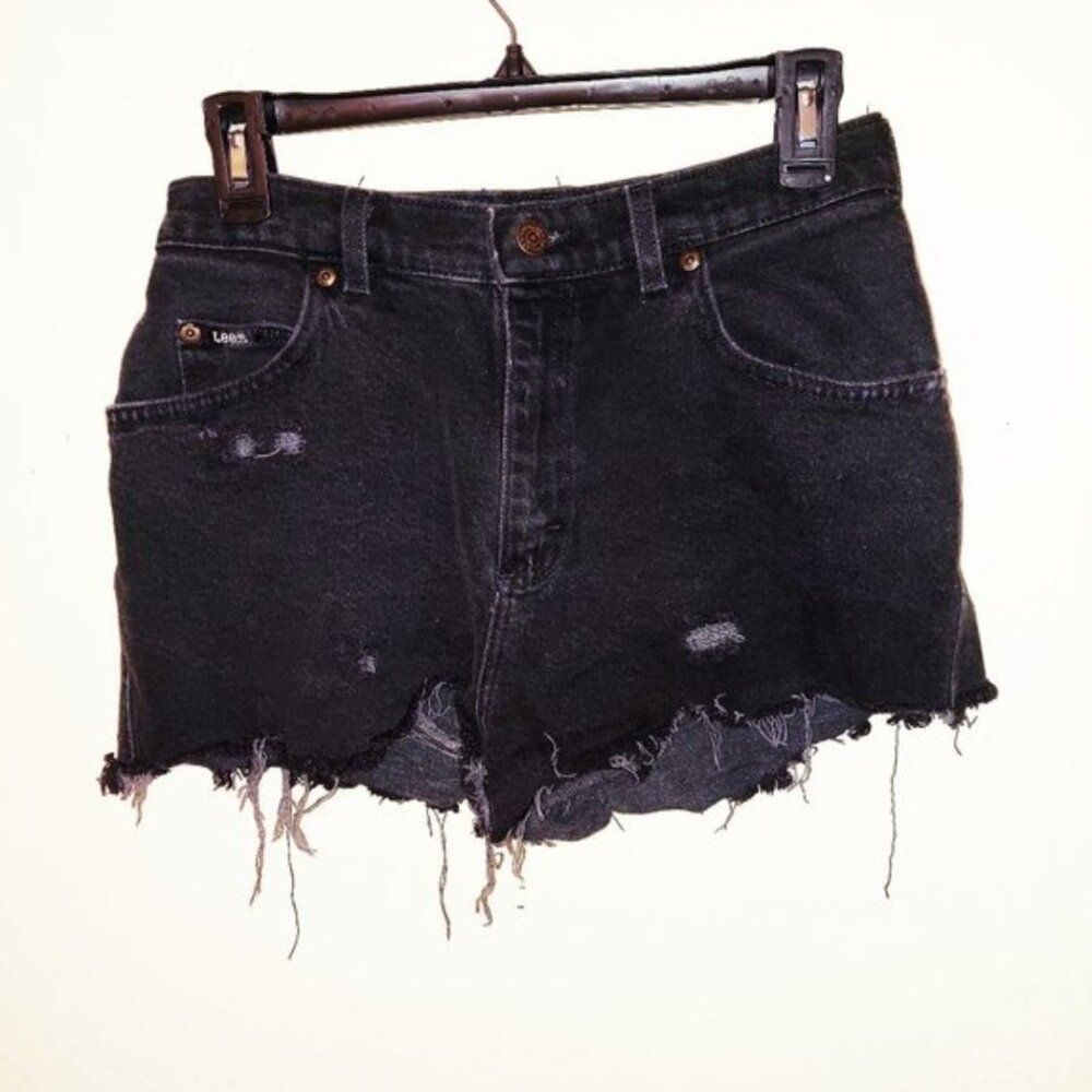 lee black denim shorts
